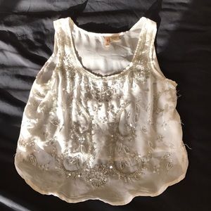 White beaded crop top
